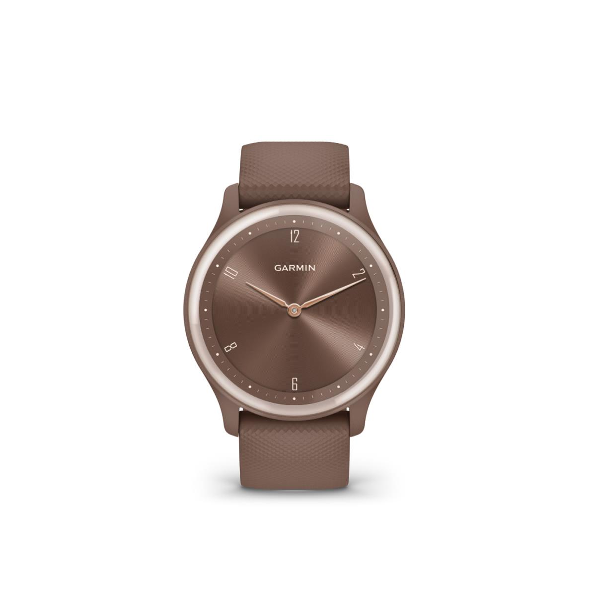 Garmin Vivomove Sport Hybrid Smartwatch Cocoa Case with Peach Gold Accent