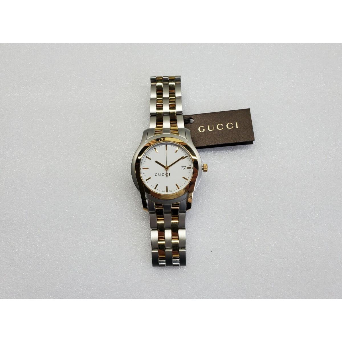 Gucci watch  - White Dial, Silver Band, Gold Bezel