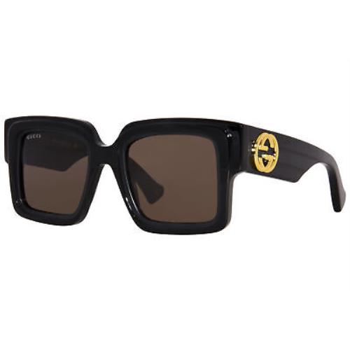 Gucci GG1307S 001 Sunglasses Women`s Black/brown Lenses Square Shape 51mm
