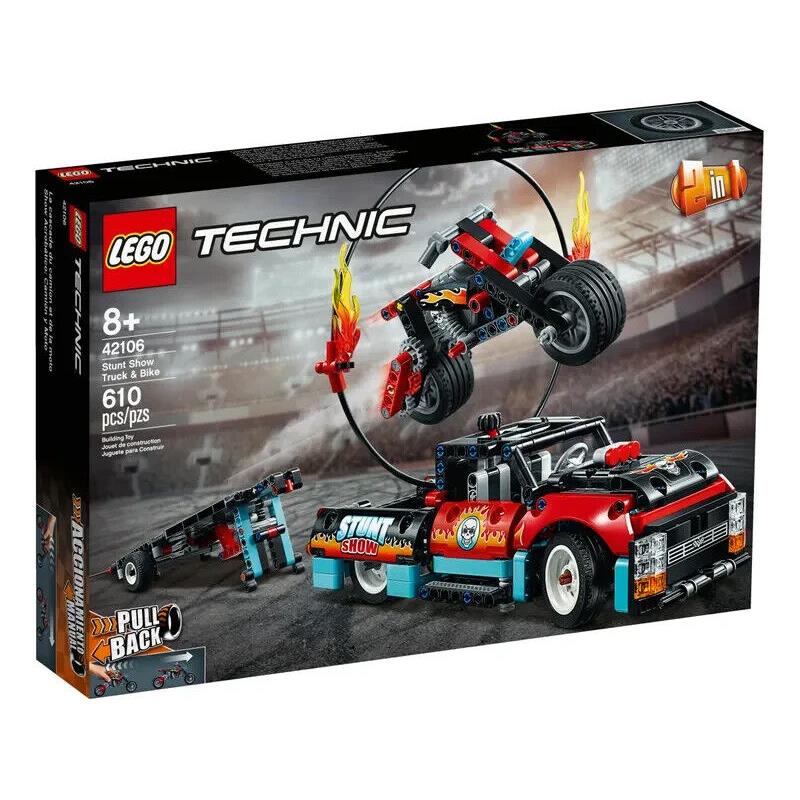 Lego Technic Building Set 42106 Stunt Show Truck Bike 610pcs Retired