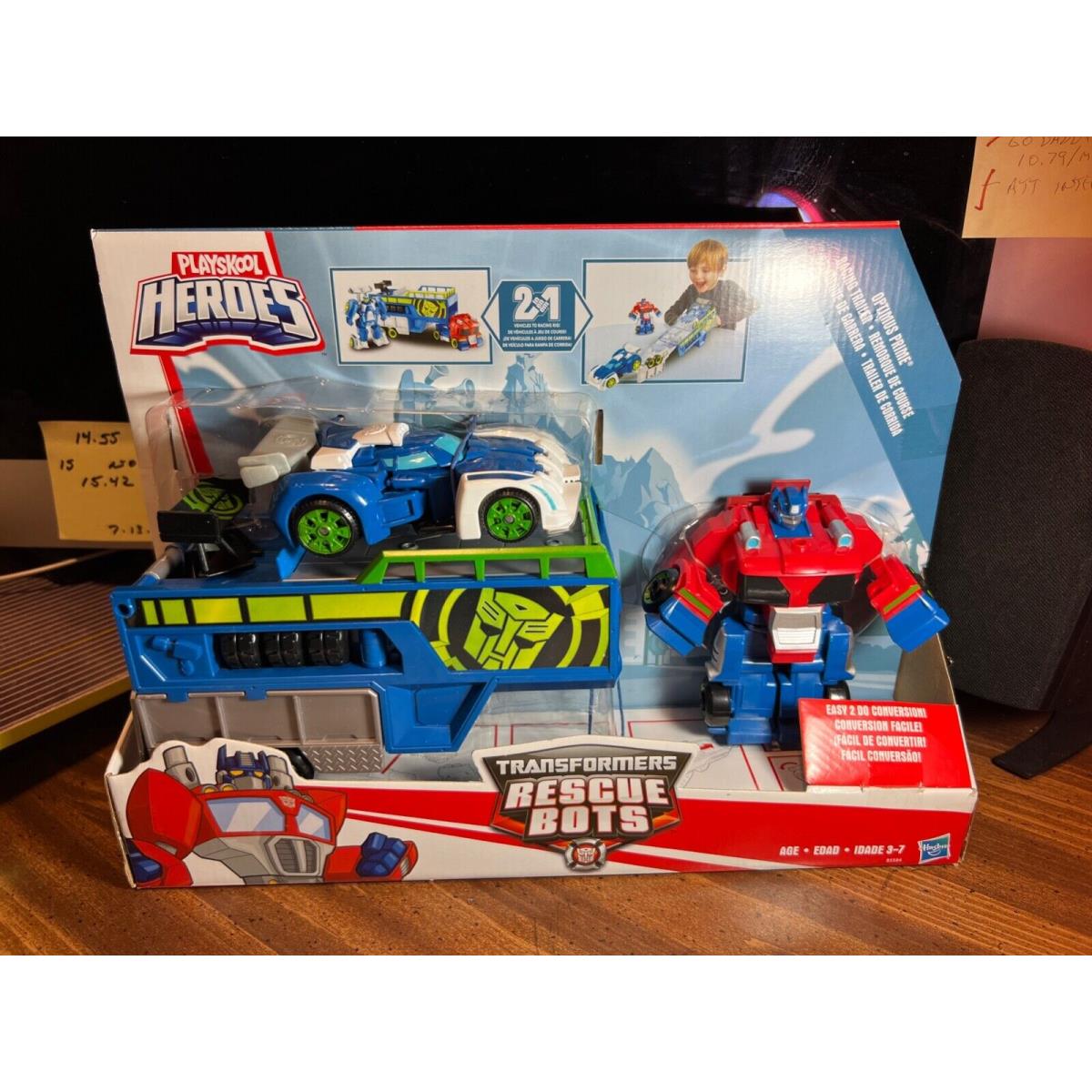 Playskool Transformers Rescue Bots Optimus Prime Racing Trailer Playset Nos