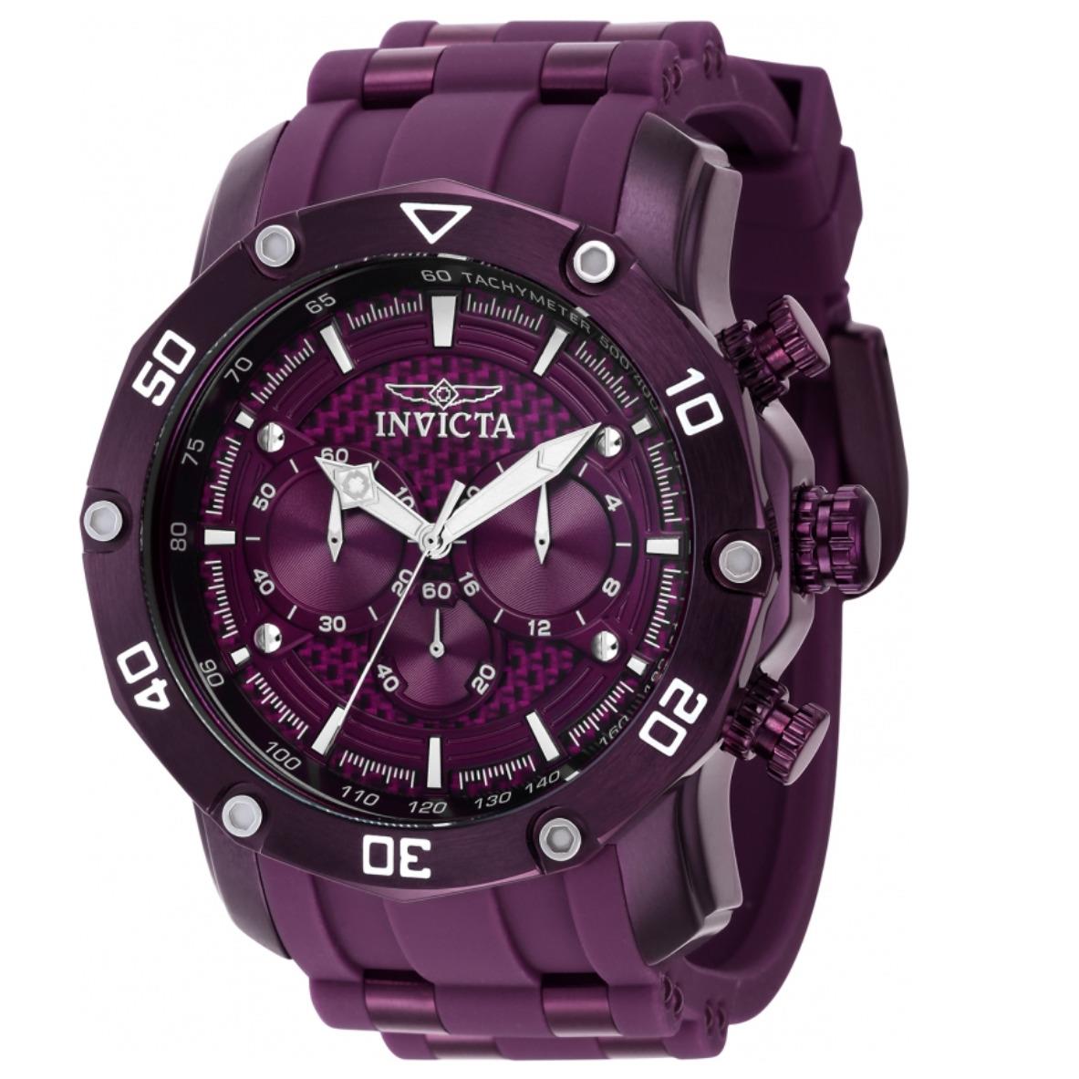 Invicta Pro Diver Men`s 48mm Purple Carbon Fiber Dial Chrono Gmt Watch 40688