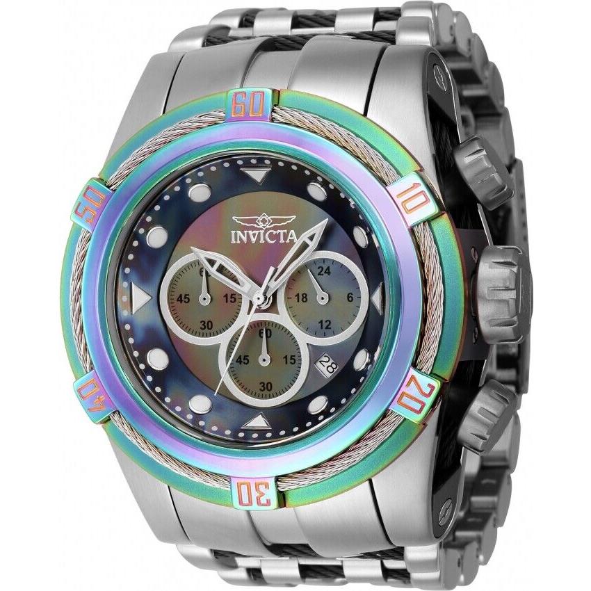 Invicta Men 53mm Bolt Zeus Iridescent Silver Dial Chronograph Quartz Watch 43353 - Dial: Multicolor, Band: Silver