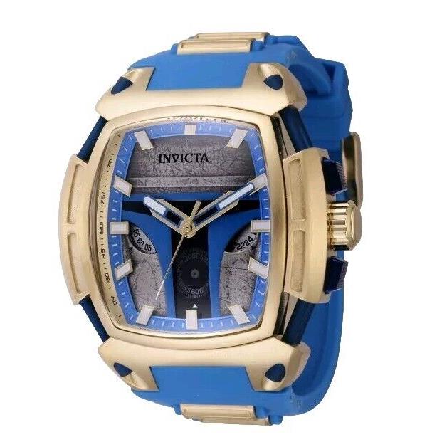 Invicta S1 Diablo Men`s 53mm Star Wars Jango Fett Limited Ed Chrono Watch 43665 - Dial: Black, Blue, Gold, Gray, Multicolor, White, Band: Blue, Bezel: Gold, Yellow