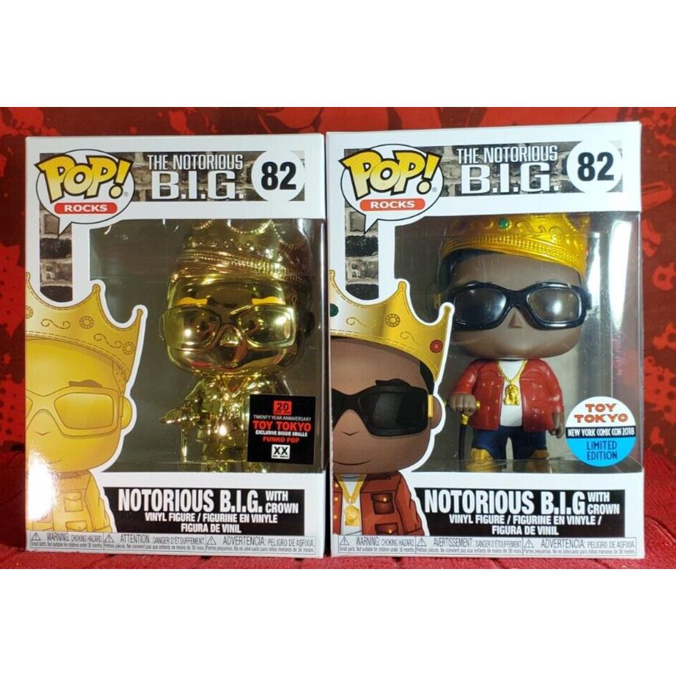 Funko Pop Rocks Notorious Big with Crown 82 Chrome 82 - Toy Tokyo Exclusives