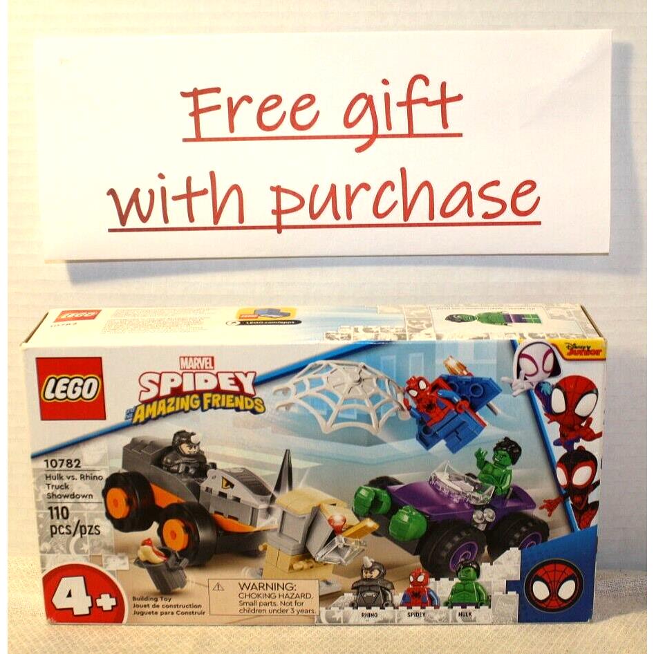 Lego Marvel`s Spidey Amazing Friends 10782 Hulk Vs. Rhino W/free Gift