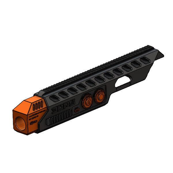 3D Printed Solid Front End For Nerf AF Nexus Pro Dart Gun Blaster Black w/orange