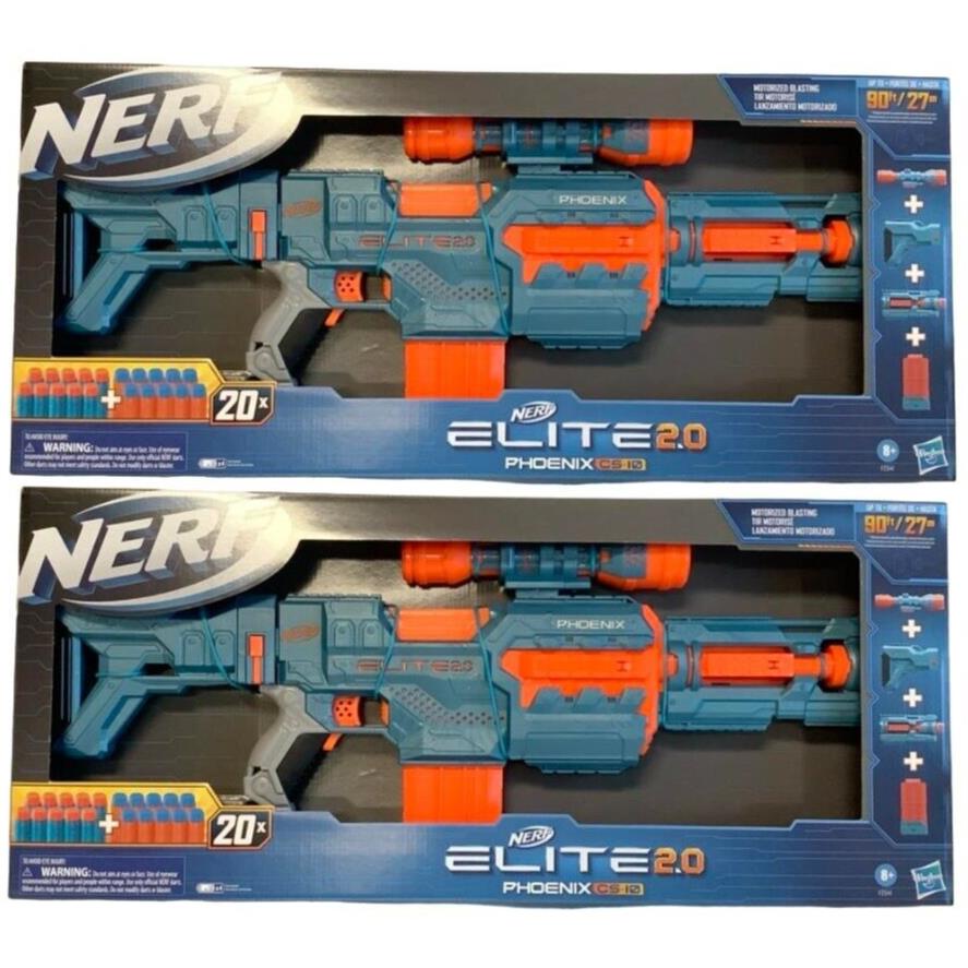 2-Pack Hasbro Nerf Elite 2.0 Phoenix CS-10 w/ 20-Darts 10-Dart Clip Barrel