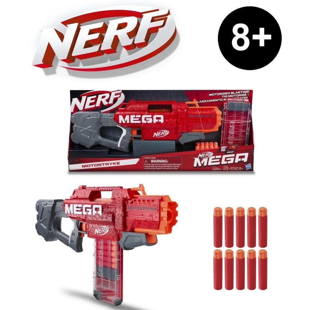 Mega Nerf Motorized Blaster Dart Motostryke 10 Red Gun Darts Mega Size Blaster