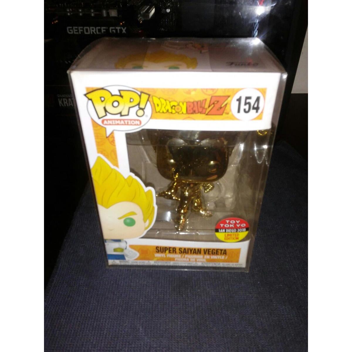 Sdcc 2018 Funko Pop Gold Chrome Super Saiyan Vegeta Toy Tokyo Exclusive Limited