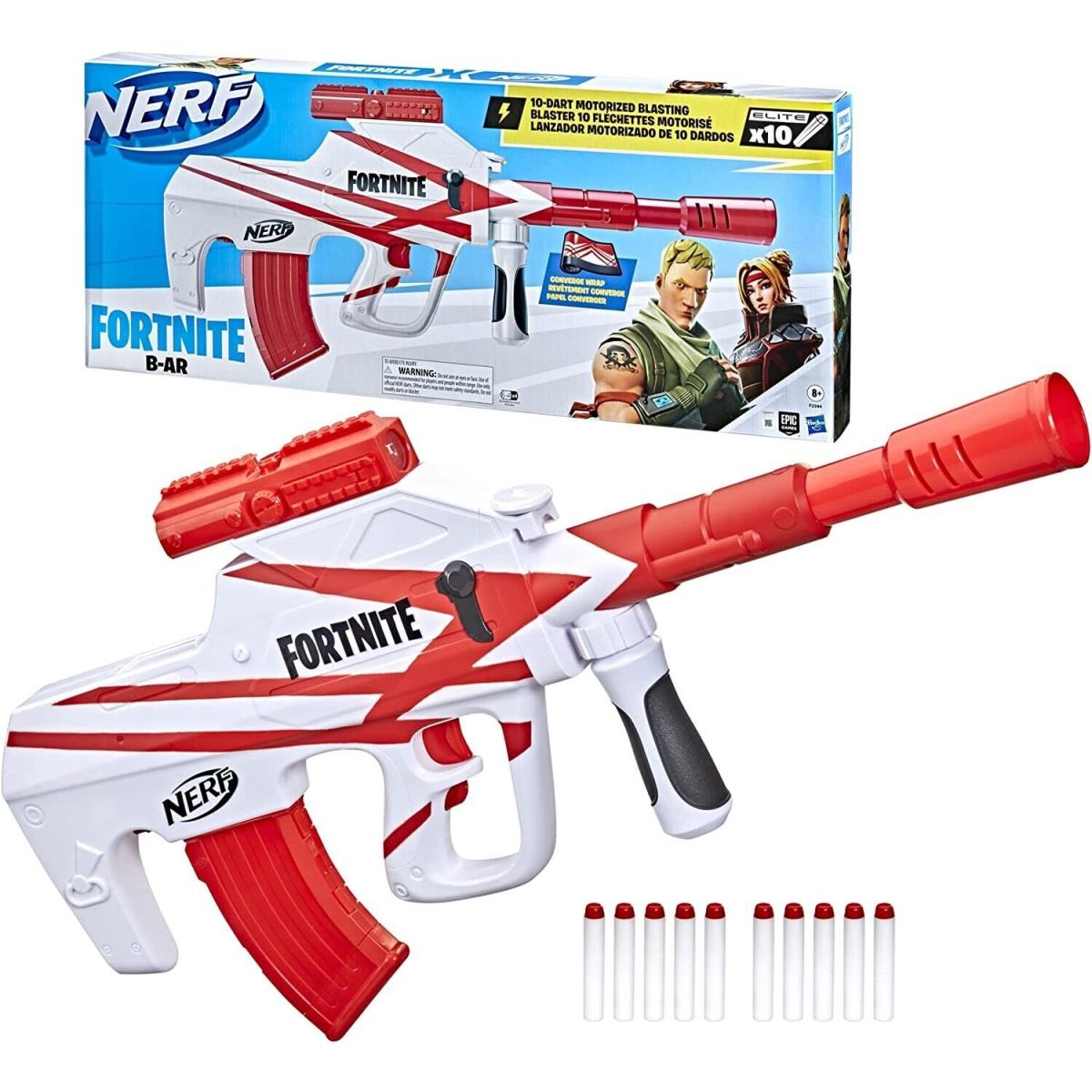 Nerf Fortnite B-ar Motorized Dart Blaster Fortnite Converge Wrap 10-Dart