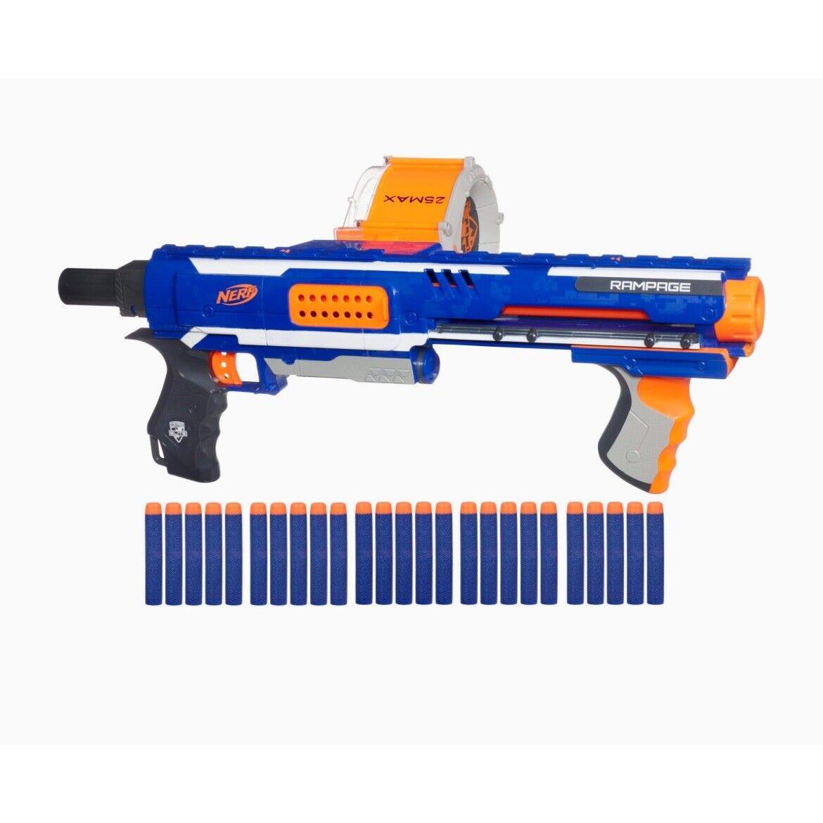 Nerf Rampage N-strike Elite Toy Blaster with 25 Dart Drum Slam Fire 98697