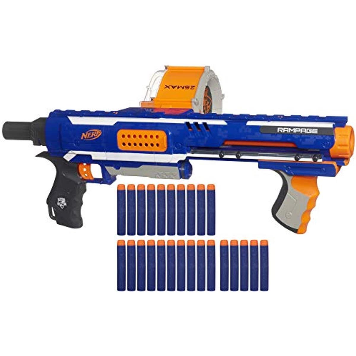 Nerf Rampage N-strike Elite Toy Blaster with 25 Dart Drum Slam Fire Darts