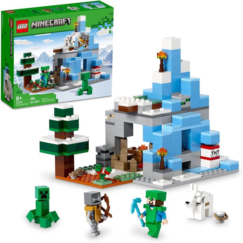 Lego Minecraft The Frozen Peaks 21243 Building Kit Cave Mountain Set 304 Pieces