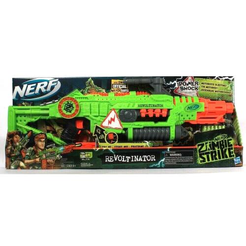 Nerf Zombie Strike Power Shock Revoltinator Motorized Blaster 18 Darts Clip