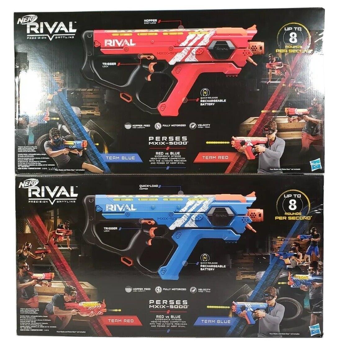 Nerf Rival Battling Motorized Blaster Red Blue Perses MXIX-5000 +50 Rounds