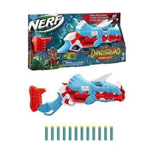 Nerf Dinosquad Tricera-blast Dart Blaster Break-open 3-Dart Loading 12 Officia