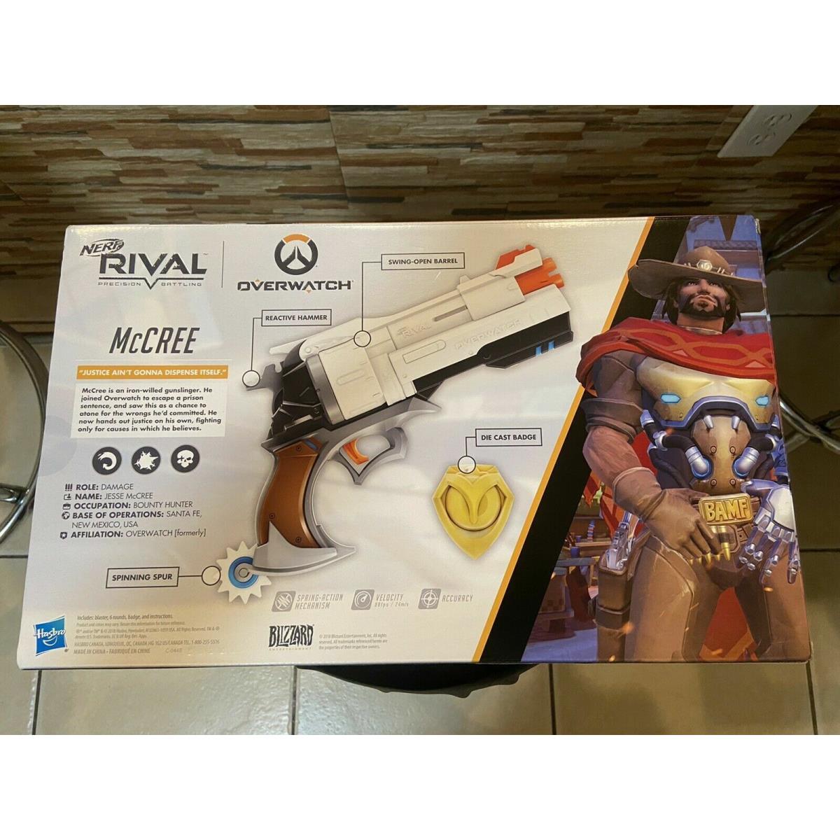Overwatch Mccree Nerf Rival Blaster W/die Cast Badge and 6 Nerf Rival Rounds