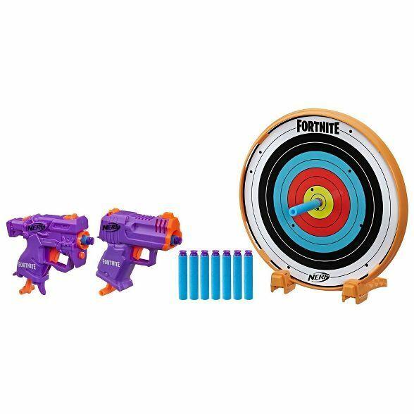 Nerf Fortnite Targeting Set with 2 Micro Blasters 10 Suctions Darts and Target