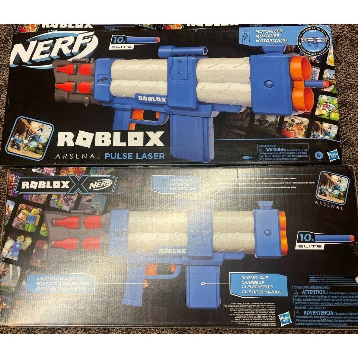 2 Nerf Roblox Arsenal Pulse Laser Motorized Dart Blaster + Virtual Item