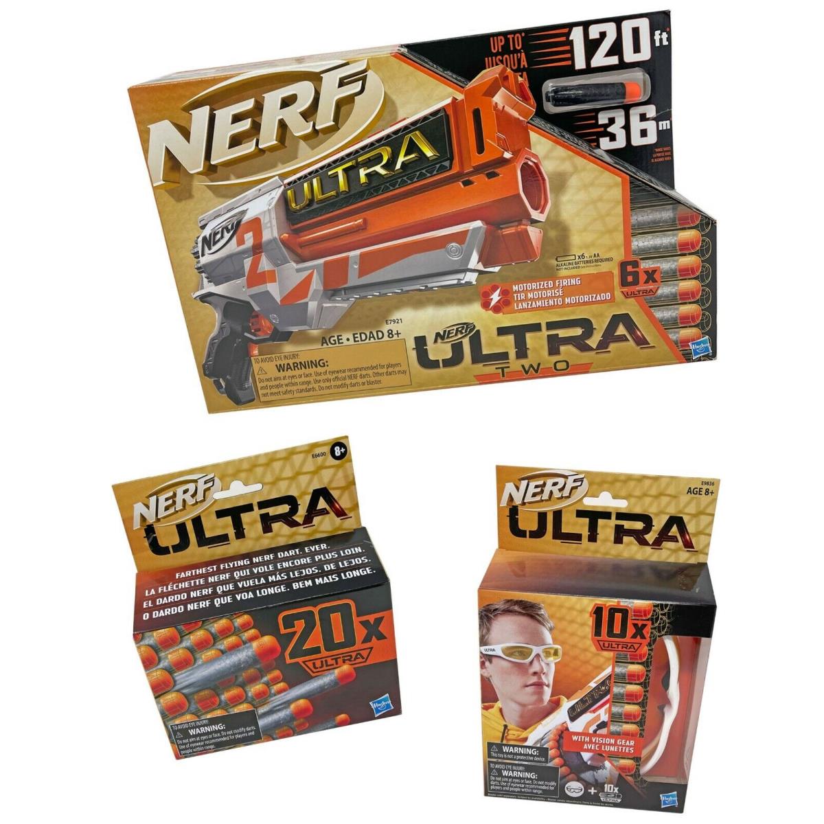Nerf Ultra Two Bundle Motorized Battery Power Firing 36 Rounds Ultra Glasses