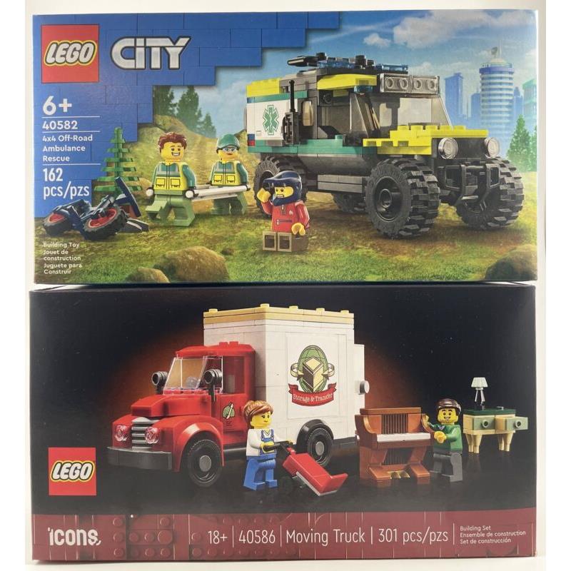 Lego 40586 Icons Moving Truck 40582 City 4x4 Off-road Ambulance Rescue Sets