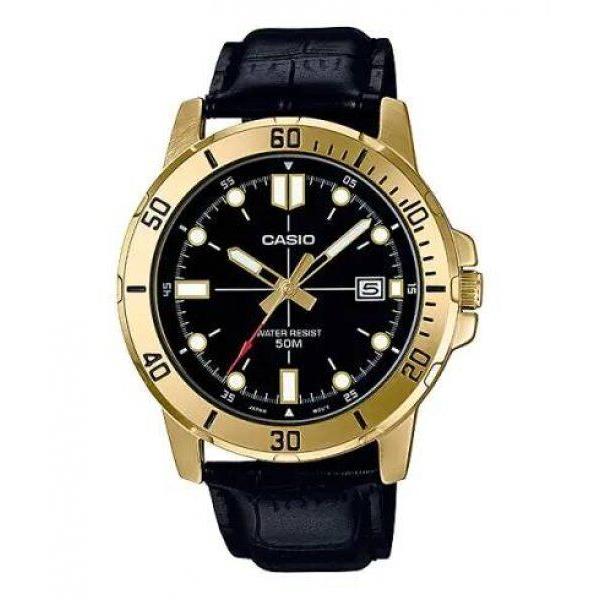 Casio MTP-VD01GL-1EV Men`s Enticer Gold Tone Leather Band Casual Analog Sporty