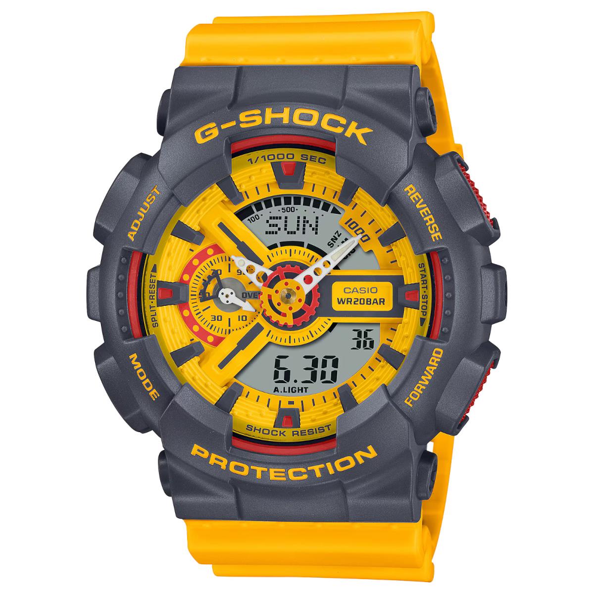 Casio G-shock Men`s Retro Yellow Analog Digital Watch GA110Y-9A