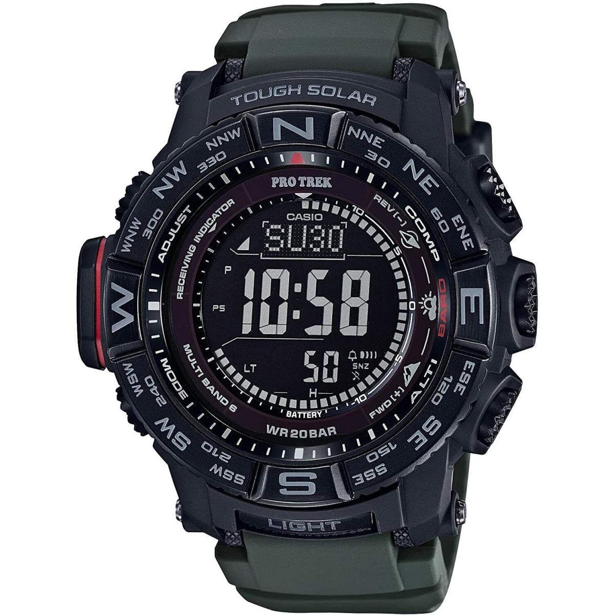 Casio Men`s Pro Trek Tough Solar Atomic Time 47mm Watch PRW-3510Y-8 - Dial: Black, Band: Black