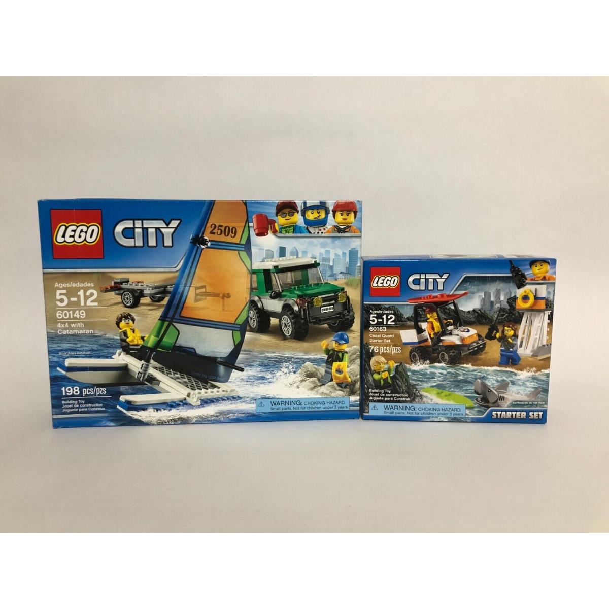 Lego City 60149 4x4 with Catamaran and 60163 Coast Guard Starter Set