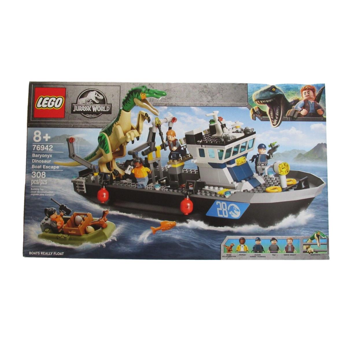 Lego Jurassic World 76942 Baryonyx Dinosaur Boat Escape-308 Pieces