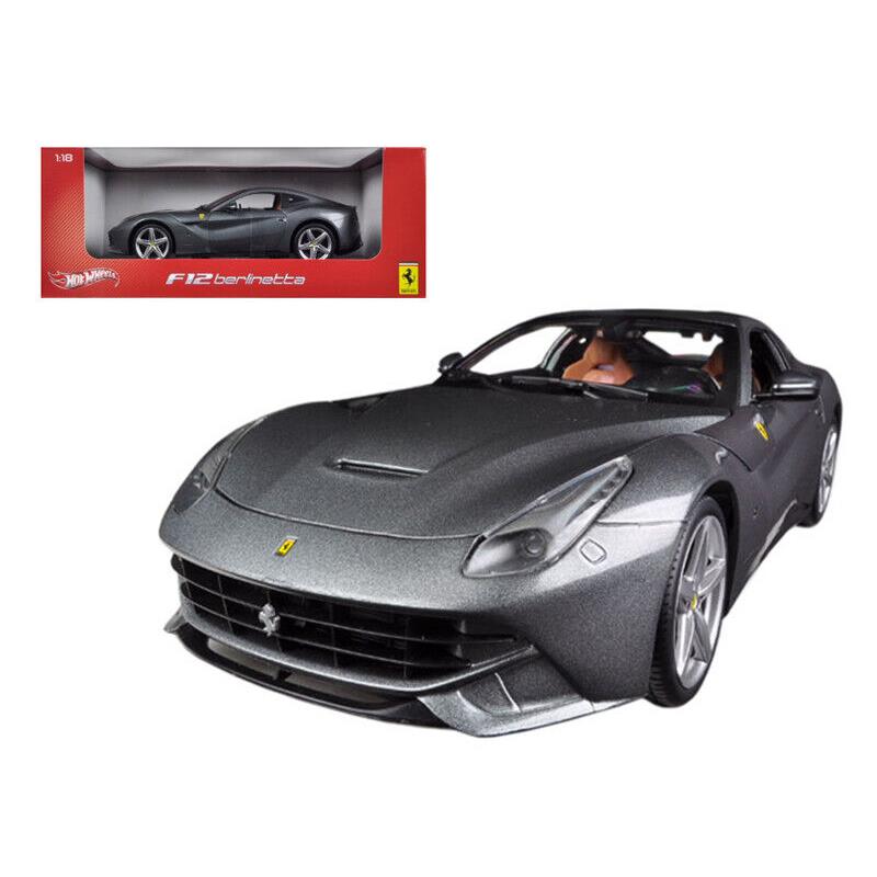 Ferrari F12 Berlinetta Grey 1/18 Diecast Model Car BY Hotwheels BCJ74