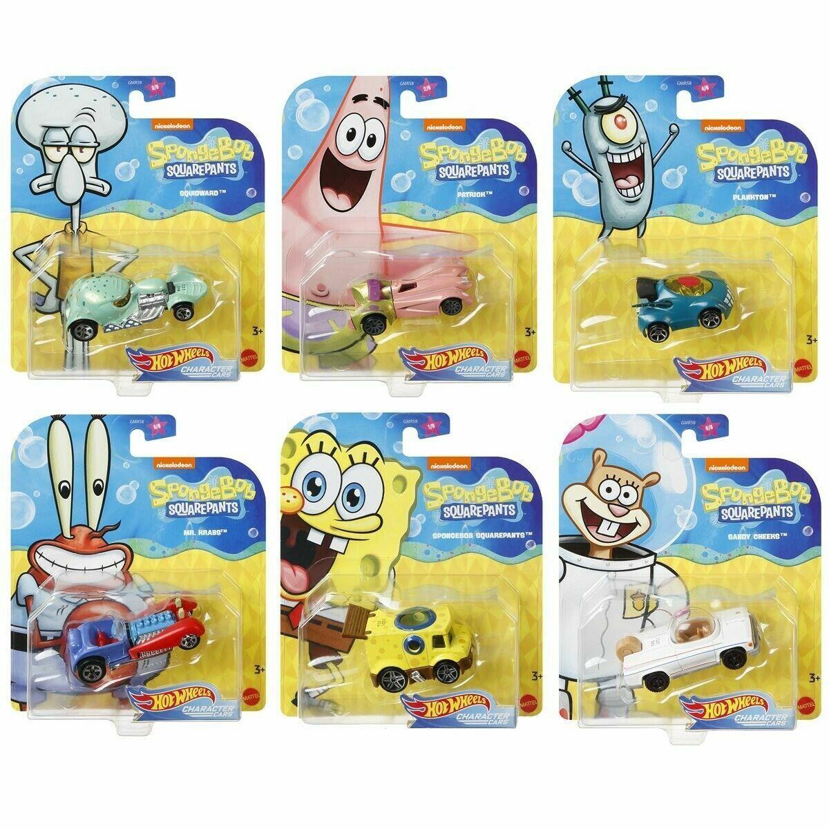 2020 Hot Wheels 1/64 Spongebob Squarepants Character Car Set of 6 GMR58-999A