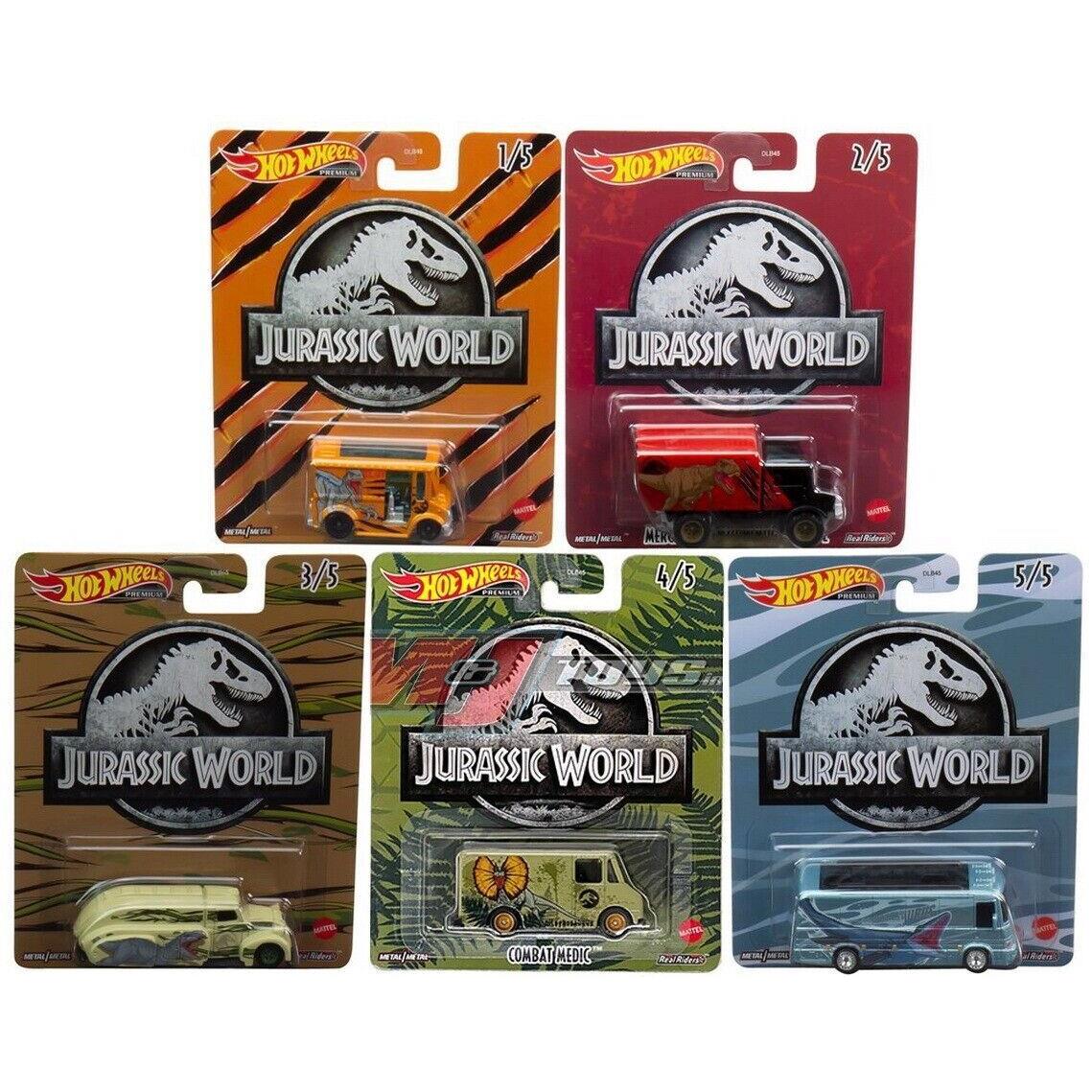 Hot Wheels 2022 Pop Culture Dash Q Jurassic World Set of 5 1:64 Diecast Cars