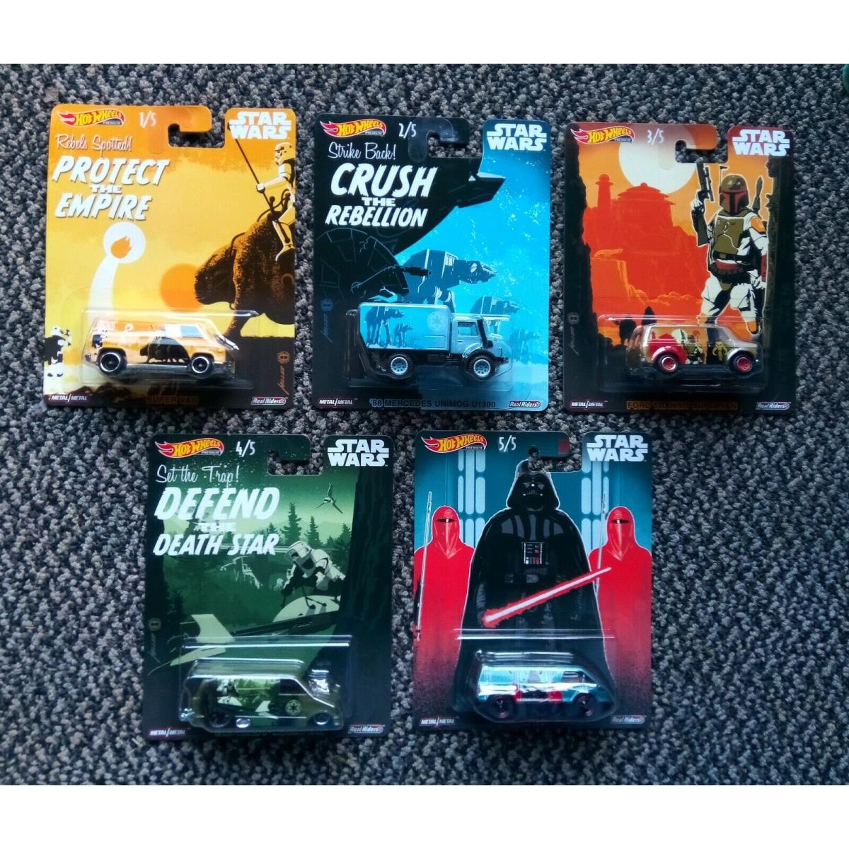 2019 Hot Wheels Pop Culture Star Wars 1/64 Diecast Cars Set of 5 /