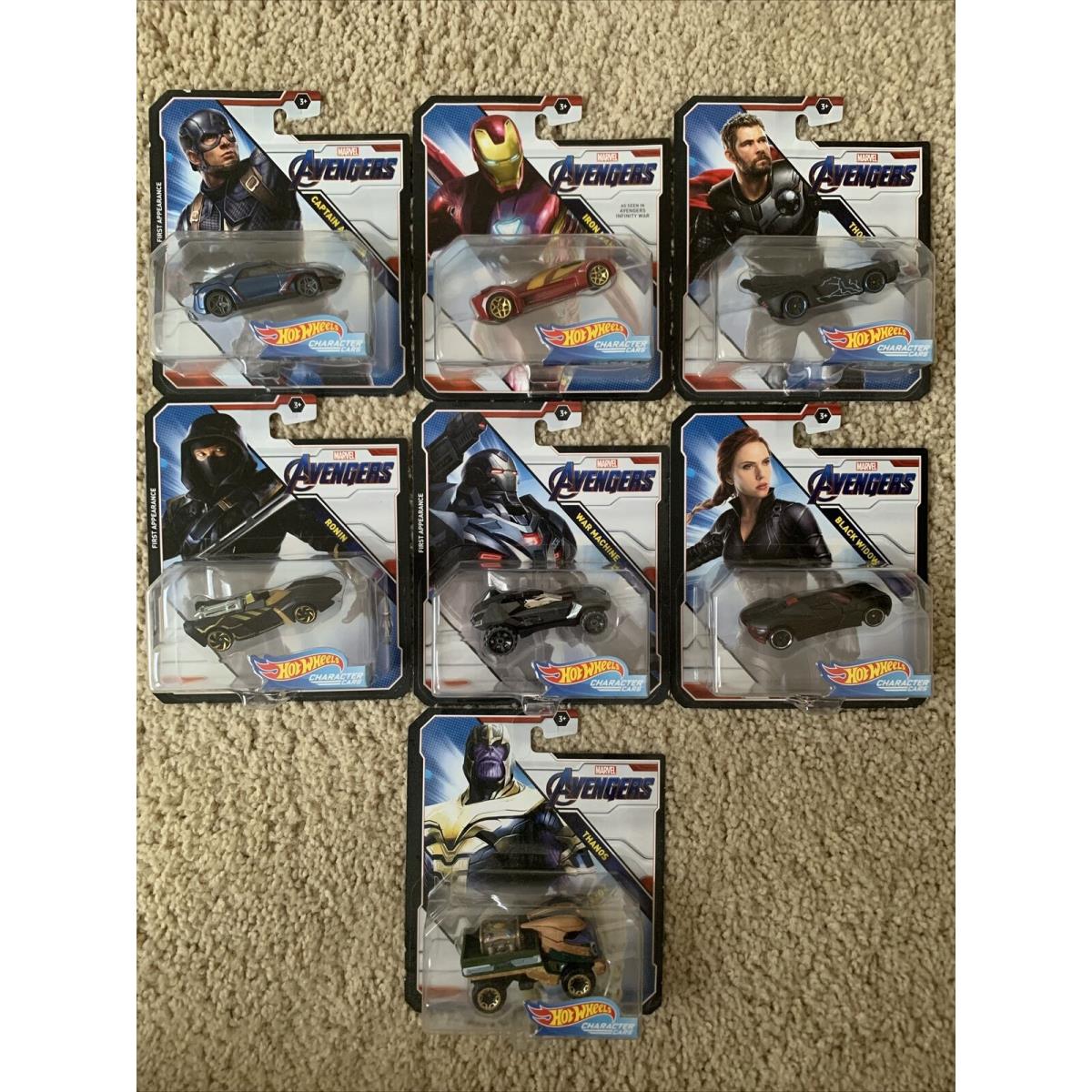 Hot Wheels Character Cars Avengers Compete Set of 7 by Mattel