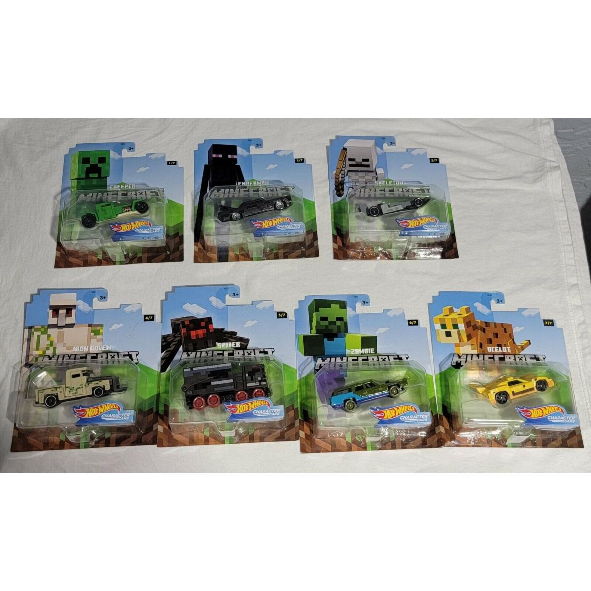 Hot Wheels 2020 1:64 Minecraft Character Diecast Cars Complete Set of 7
