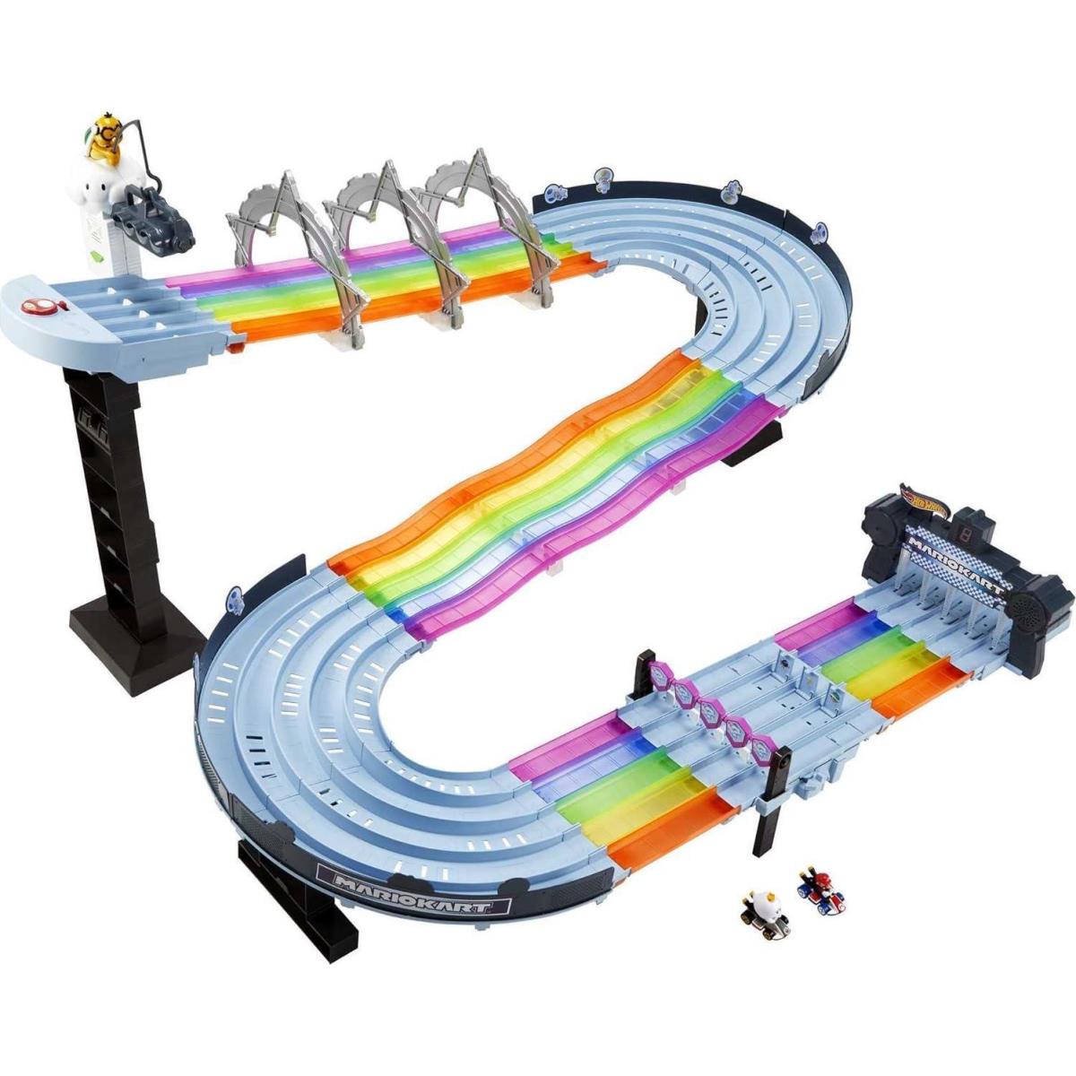 Hot Wheels Mario Kart Rainbow Road Race Track Set Lights Sounds