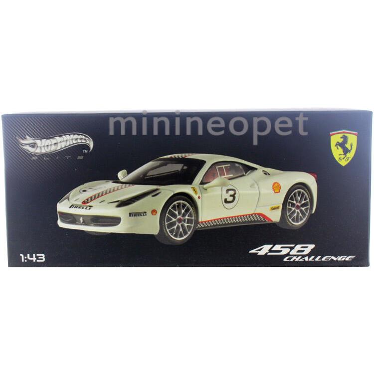 Hot Wheels Elite X5505 Ferrari 458 Challenge 3 1/43 Diecast White