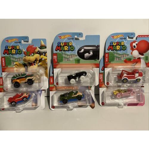 Hot Wheels Super Mario Character Cars Complete Set of 6 - Red Yoshi 2021