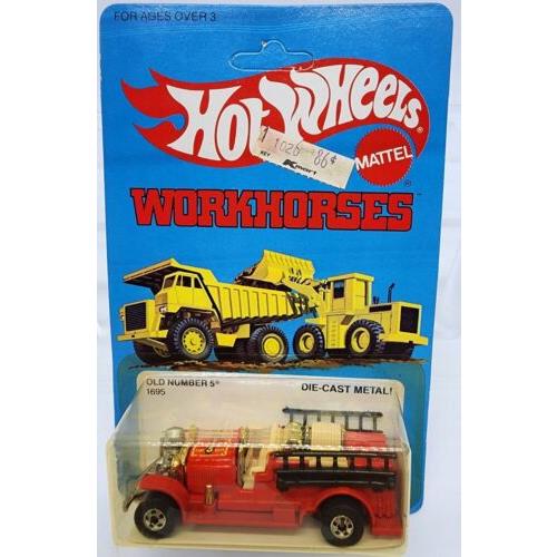 1979 Hot Wheels Workhorses Old Number 5 Fire Truck Unpunched Rare Card Nos