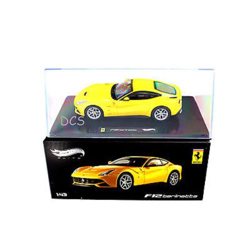 Ferrari F12 Berlinetta Yellow Hot Wheels Elite 1/43 Diecast Car X5500 - Yellow