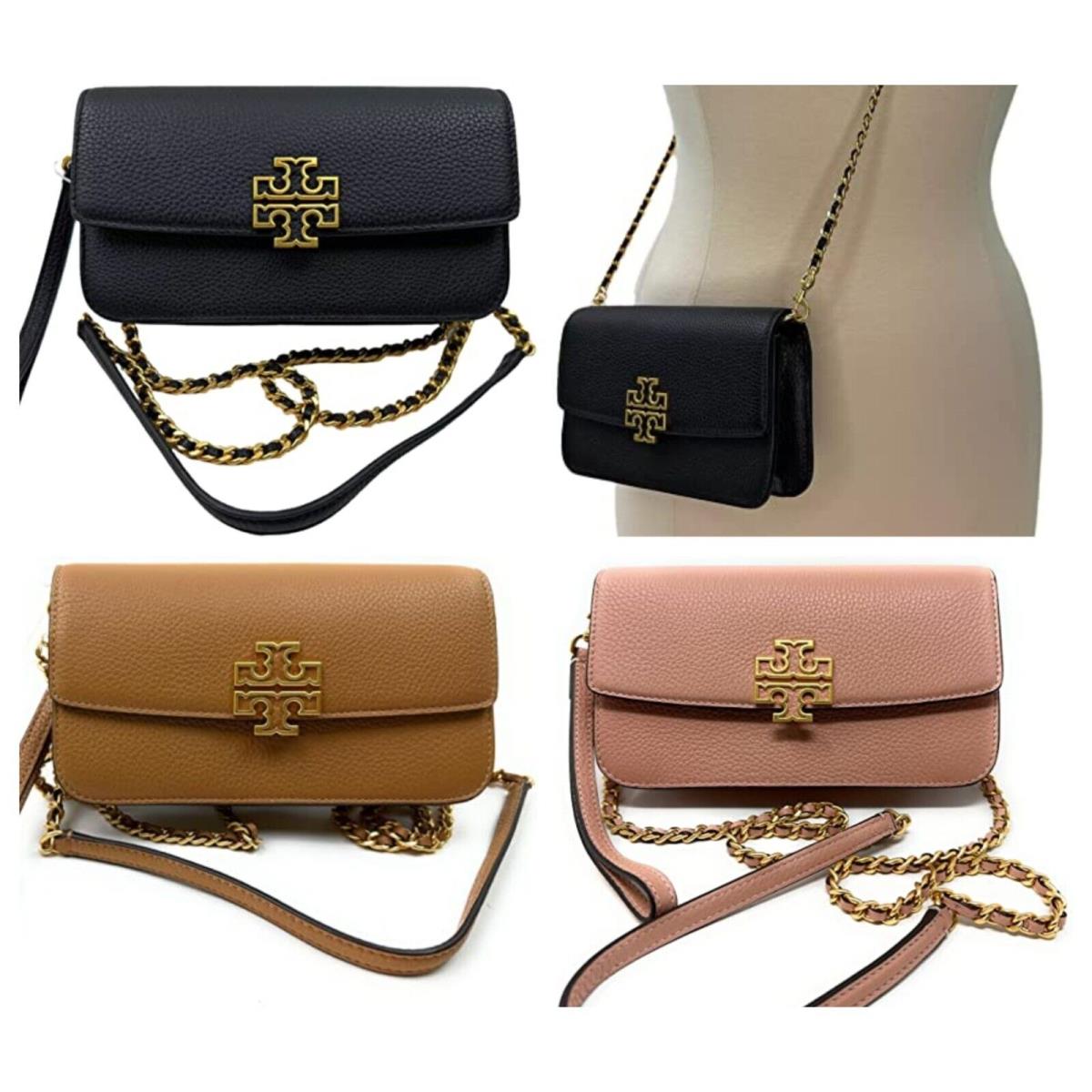 Tory Burch Women`s Britten Pebble Leather Chain Wallet Bag with Wristlet