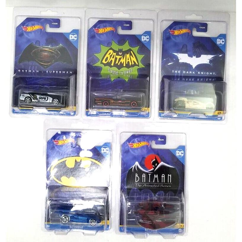 Hot Wheels Batman Batmobile Batplane 5 Car Set/lot HDG89 Protective Cases 1:64