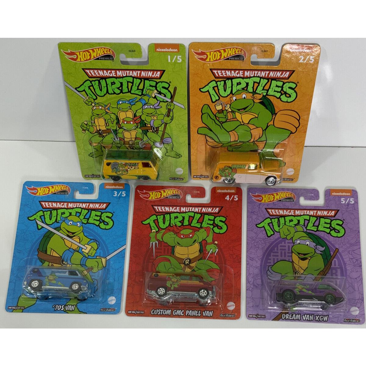 Hot Wheels 2022 Premium Pop Culture Teenage Mutant Ninja Turtles Set OF 5 Htf