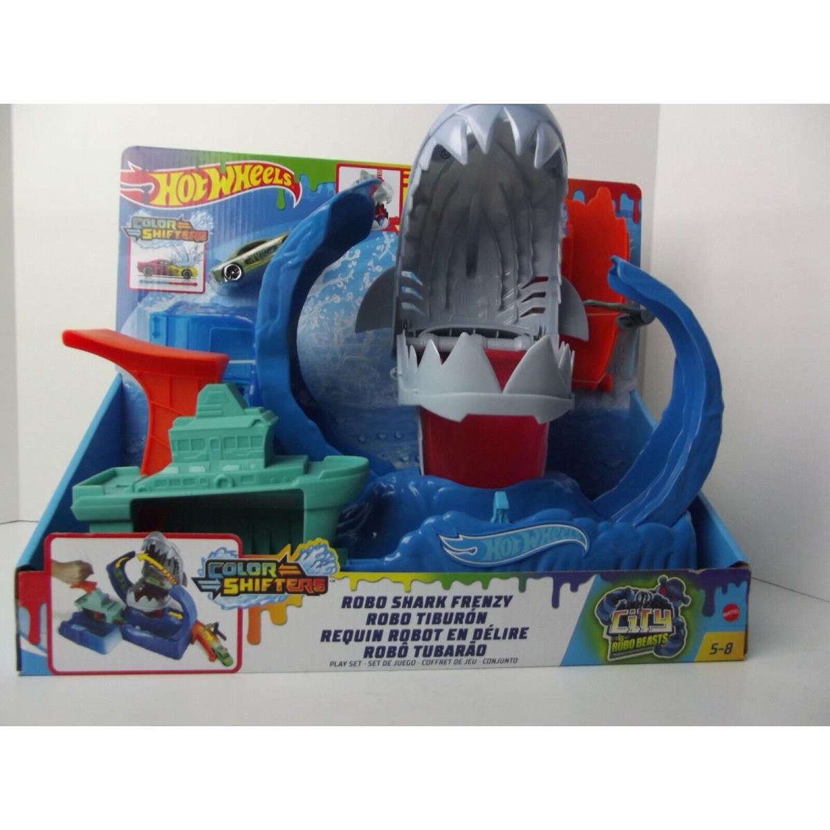 Hot Wheels City Robo Shark Frenzy Color Shifters Surf Rescue Play Set