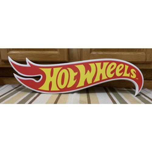 Hot Wheels Wooden Sign Red Line Car Truck Van Toy Ramp Loop Mattel Wall Decor
