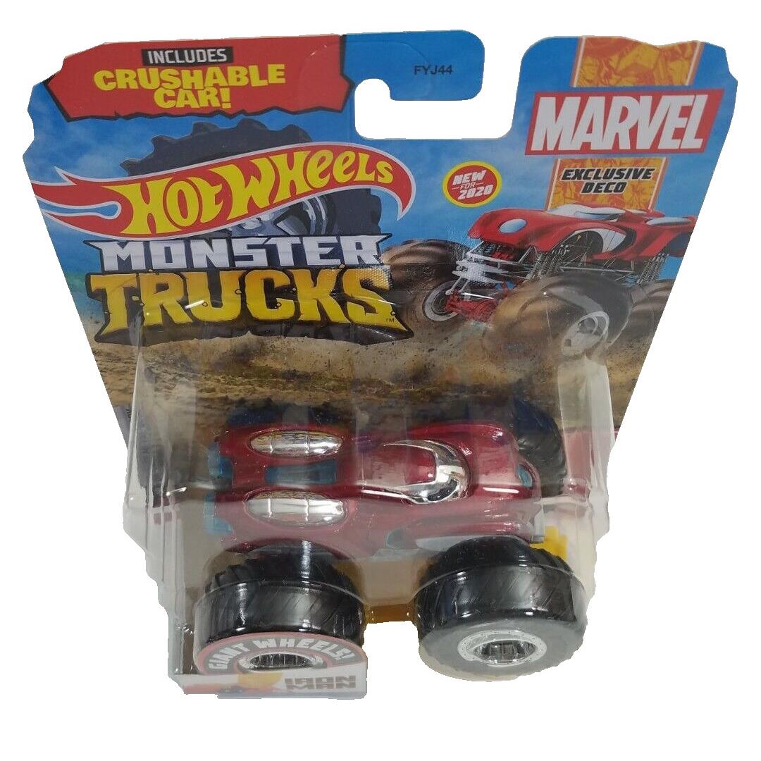 Hot Wheels Monster Trucks Marvel Iron Man W/crushable Car - Red