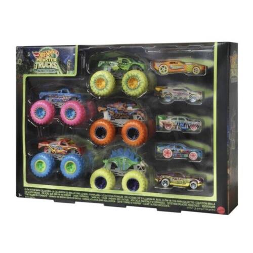 Hot Wheels Monster Trucks Glow in The Dark Collection Set - Pack of 10