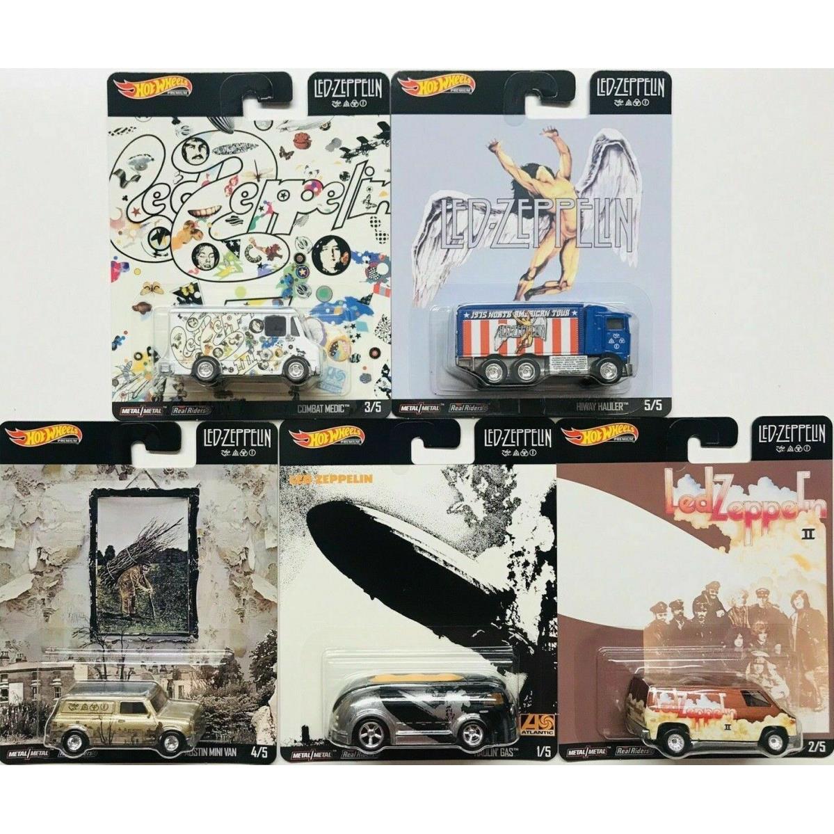 Hot Wheels Led Zeppelin 2020 Pop Culture Complete 5 Car Set -rock n Roll